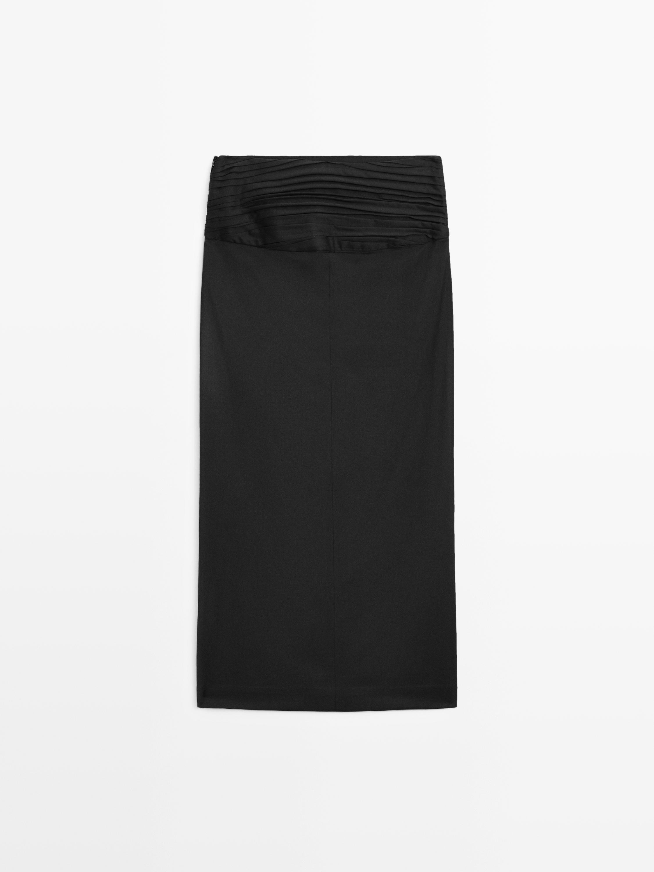 Straight midi skirt with gathered sash - STUDIO